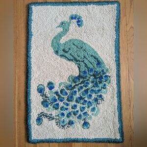 Rare Vintage Aunt Lidia Peacock Rug/Wall Hanging